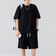 เสื้อยืดสูทกางเกงขาสั้นสำหรับผู้ชายเสื้อยืดแห้งเร็วแขนสั้นทรงหลวมยืดทรงหลวมสำหรับ7XL 6XL ขนาดใหญ่พิเ