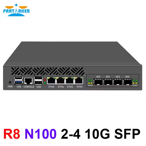 Partaker Firewall Hardware Network Security Server Mini 1U 9.5 Inch Rack-mounted Intel N100 4 LAN 2.