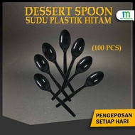 Sudu Plastik Hitam Dessert Spoon USA (100pcs)