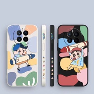 Anime Crayon Shin Chan Drawing Side Printed Liquid Silicon Phone Case For HUAWEI Mate 40 30 20 10 P50 P40 P30 P20 P10 Nova 3E 4E Pro Plus Lite 2018 5G