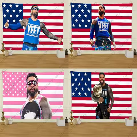 J-Jey U-Uso YEET Wrestler Flag Tapestry Creative Pattern Photo Living Room Wall Art Tapestry Decor P