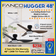 [YEOKA LIGHTS AND BATH] FANCO COFAN HUGGER CEILING FAN 48 Inch for Low Ceiling Height Model 188mm with 6 Speed (Reversible) Remote Control and Last Memory Optional Light Kit DC Brushless Motor