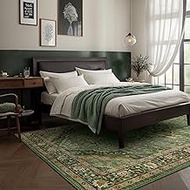 Green Rug 5x8 Rugs for Bedroom Washable Rugs Boho Vintage 5x8 Rug for Living Room Carpet Non-Slip Fa