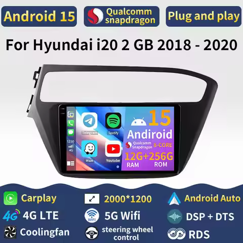 Android 15 Carplay For Hyundai I20 2 GB 2018 - 2020 4G LTE 2din DSP Multimedia WIFI Stereo Player Au