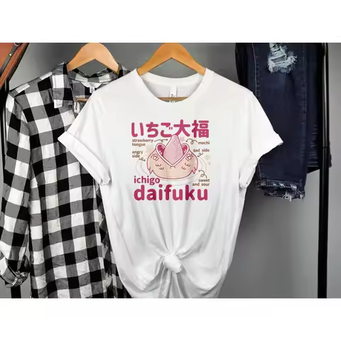 Kawaii Ichigo Daifuku T Shirt Cute Japanese Coffeehouse DesserT Monster Adorable Mochi Design Top