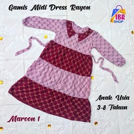 Gamis Anak Perempuan Midi Dior Dress Rayon Premium Baloons 3-8 Tahun Baju Gamis Import