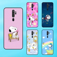 Oppo A5 2020, A9 2020 Black Border Snoopy Cute Cartoon Dog Phone Case