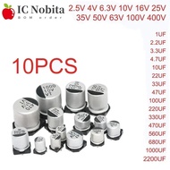 10PCS SMD Electrolytic Capacitor 6.3V 10V 16V 25V 35V 50V 63V 100V 400V 22 33 47 100 220 330 470 560