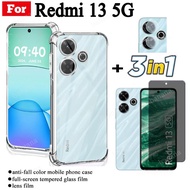Redmi 13 Shockproof Phone Case for Redmi 13C 4G 5G 14C Anti Spy Privacy Tempered Glass Screen Protec