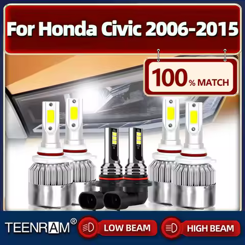 60000LM LED Headlight HB4 HB3 9005 9006 Turbo Lamp 6000K Car Fog Light For Honda Civic 2006-2009 201