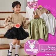 KATUN KEMEJA Yoorakids Bishop Sleeve Shirt 100% Cotton Girls' Clothes Imported Plain Tops 3 Colors