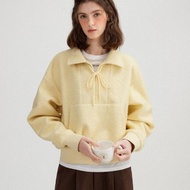 黃油芝士 polo系帶立體圈圈毛短款衛衣