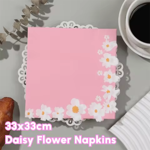 20Pcs/Lot Disposable Daisy Flower Napkins Thickened Flower Print Decorative Paper Towel 33x33cm Pape