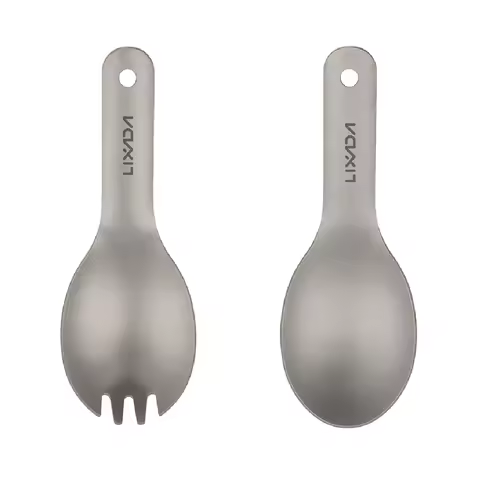 Lixada Short Handle Titanium Spork Children Baby Spork Outdoor Camping Picnic Flatware Short Handle 