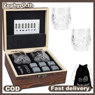 Whiskey Stones And Whiskey Glass Gift Set Of 4, For Men | Father's Day, 6 Granite Whiskey Stones, 2 