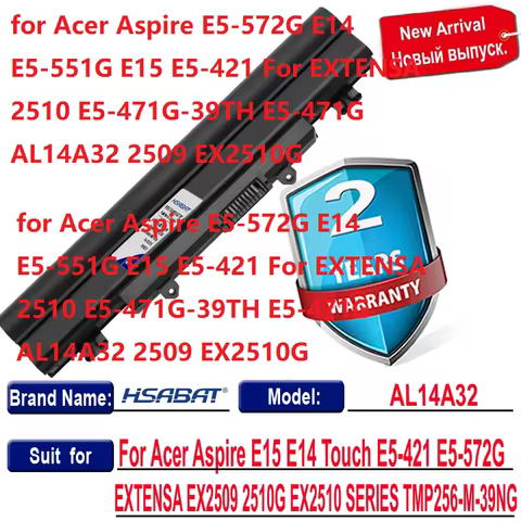 HSABAT Battery for Acer Aspire E5-572G E14 E5-551G E15 E5-421 For EXTENSA 2510 E5-471G-39TH E5-471G 
