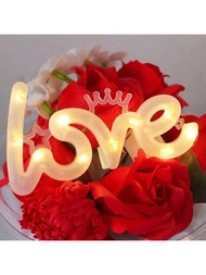 1入組愛心形夜燈,搭配玫瑰花束和生日蛋糕裝飾,適用於情人節、母親節和派對裝飾