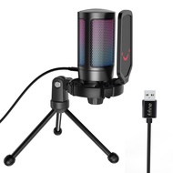 Fifine A6 RGB USB Condenser Microphone with Mute Button &amp; Gain Control for Gaming Streaming Podcasting