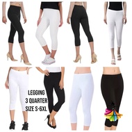 (S-6XL) Women's Legging Pants 3/4 Knee Three Quarter Legging Capri Legging woman Cotton Leggings wom