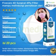 New!! Fivecare Surgical Mask 4Ply Masker Medis 4D Masker Earloop