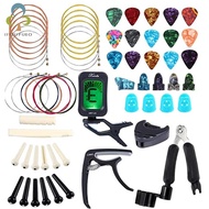 Set Aksesori Gitar Capo/Tuner/Picks/Gitar Tali Tembaga Tulen 1-6 Alat pembaikan gitar untuk Bahagian