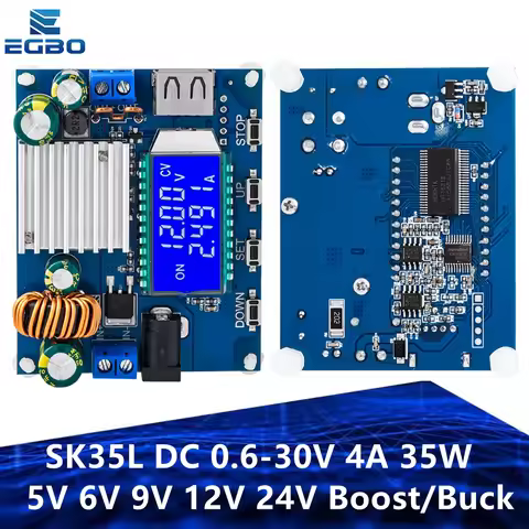 SK35L DC 0.6-30V 4A 35W 5V 6V 9V 12V 24V Boost/Buck CC CV Regulated Adjustable DC Power supply Modul