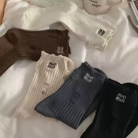 4 Pairs Broken Hole Harajuku Min Socks Women Hip-Hop Skateboard Beggar Cotton Socks Knitted Street S