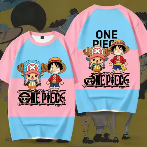 One Piece Y2K Harajuku Streetwear Luffy Chopper Q Anime Raglan Short Sleeve T Shirt 3D All Over Prin