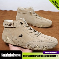 LDECK Large Size Octopus Men's Shoes High-top Unisex Sports Casual Shoes Top Layer Genuine Leather