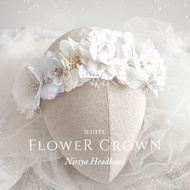 White Flower Crown Baby Headband | White Flower Crown Headband | Flowercrown Headband for Children, 