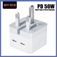 50W Type C Adapter Charger Quick Charging Dual Type C Plug Fast Charge For iPhone
