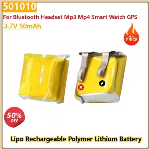 Battery 501010 for Bluetooth Headset Mp3 Mp4 Smart Watch GPS Li Po Cell 3.7V 50mAh