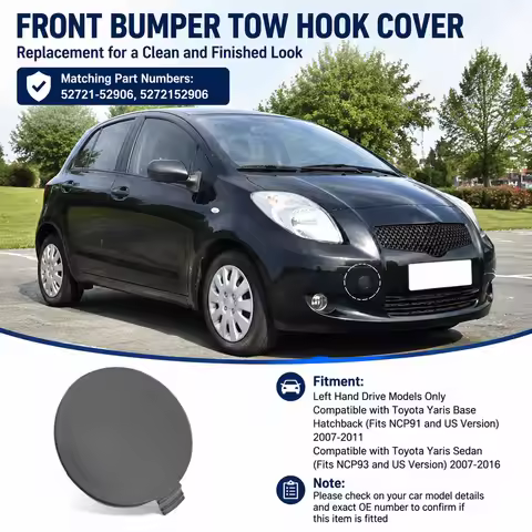 Front Bumper Tow Eye Hook Cover Cap for Toyota Yaris NCP91 NCP93 2007-2016 52721-52906 5272152906 Le