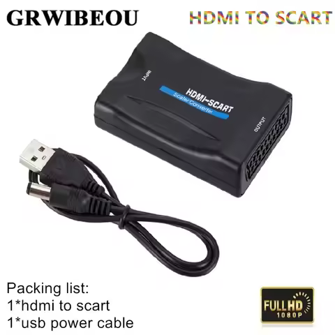 GRWIBEOU HDMI TO Scart Audio Video Adapter HDMI to SCART Converter For HDTV Sky Box STB For Smartpho