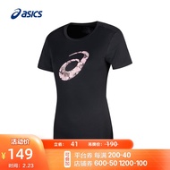 亚瑟士ASICS女子透气跑步短袖T恤舒适百搭运动衫 2012C724-001 黑色 L