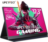 UPERFECT  จอภาพ 144HZ ขนาด 17.3 นิ้ว 1920 * 1080 Type C จอแสดงผลคอมพิวเตอร์แบบพกพาจอ LCD รองที่สองมีลำโพงในตัวสำหรับแล็ปท็อปแท็บเล็ตโทรศัพท์มือถือพร้อม V