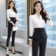 ＜918＞888₱ [Ready stock]2 color matching suit Formal Corporate Attire For Women two piece suit set te