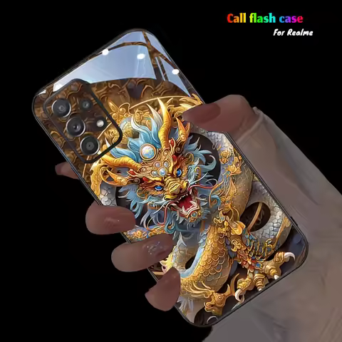 Fashion Chinese Dragon LED Flash Phone Case For OPPO Realme 11 14 13 12 10 9i 9 8 8i 7 C15 C21 C21Y
