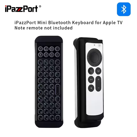 iPazzPort Mini Wireless QWERTY Keyboard Rechargeable for Apple TV 4K Fire TV Smart TV/Phone Typing S