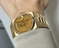 Rolex 19018 Quartz Day Date with Birch Wood dial 黑字 vs 18038 18238 19019