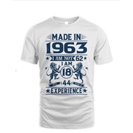 Spot cotton T-shirts Vintage 62th Birthday Decorations Vintage 1963 62 Years Old T-Shirt Fast Shippi