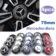 ฝาครอบดุมล้อแต่งรถ4ชิ้น/เซ็ต75มม,ฝาครอบแต่งรถฝาปิดแต่งรถยนต์สำหรับ Mercedes Benz AMG W203 W204 W205 