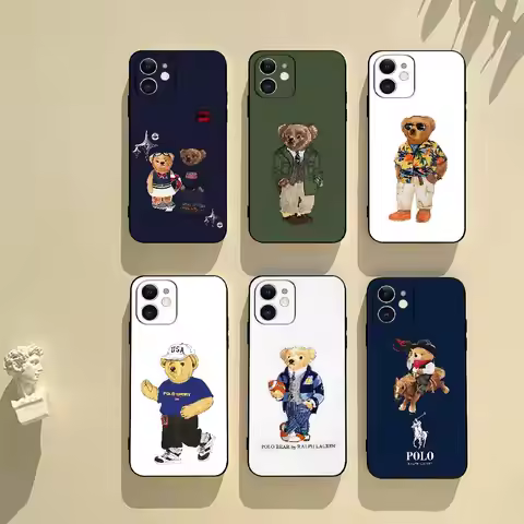 D-CartoonS Bear R-PoloS Phone Case Black Phone Case For IPhone 17/16/15/13/14 Pro Max/ 11Plus/X/Xr/X
