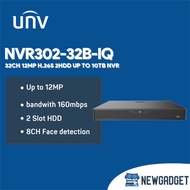 UNV NVR302-32B-IQ 32CH 12MP H.265 2HDD UP TO 10TB NVR