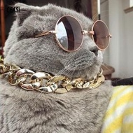 CEASI Pet Necklace, Cat Dog Gold Necklace Adjustable Chain Dog Collar, Portable Chain Collar Gold Co