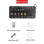 Monqiqi ampli full bass subwoofer 4-12 inch 12V/24V/220V Bluetooth Rumah Mobil Audio Power super bas