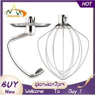 【rbkqrpesuhjy】Polished Stainless Steel Dough Hook and 6-Wire Whip Whisk Attachment Accessories for Kitchenaid 4.5-5Qt Tilt-Head Stand Mixer