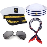 Captain Hat Sailor Ship Cap Scarf Sunglasses Sailor Hat Boat Costume For Men Women Captains Dressing