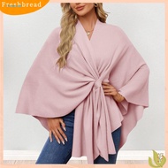 FRA  Batwing Pullover Solid Color Batwing Sleeve Top Stylish Batwing Sleeve Shawl Coat Blouse for Wo