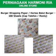 Ramly Burger Wrapping Paper / Kertas Balut Burger – 100 Sheets [Cap Telefon / Ramly]